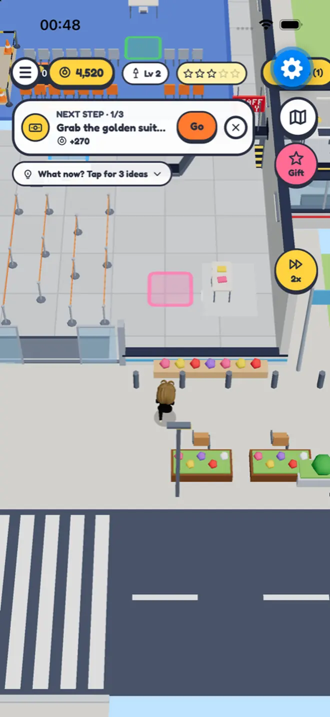The 3D terminal from above with passengers walking in